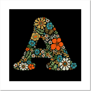 Hippie Floral Letter A Posters and Art